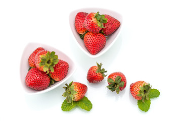 fresh strawberries with leaf, healthy, natural