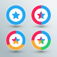 Star sign icons. Star sign buttons. Flat colors. Vector illustration.