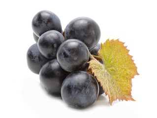 Ripe grapes with leaf