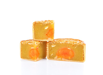 Moon cake on white background