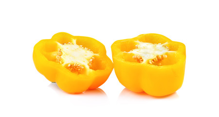 Yellow Bell pepper sliced  isolated on white background