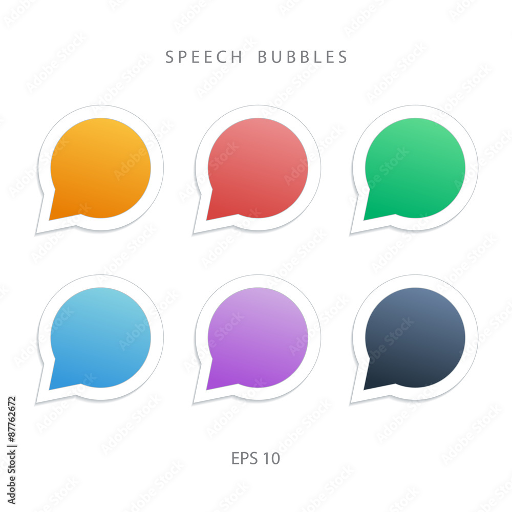 Poster set of colorful speech bubbles.
