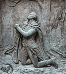 Obraz premium George Washington in Prayer Relief New York City Federal Hall Wall Street Manhattan