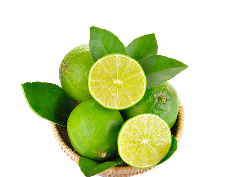 fresh lime on  white background