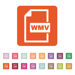 The WMV icon. Video file format symbol. Flat