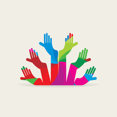 creative teamwork hand vector illustration 