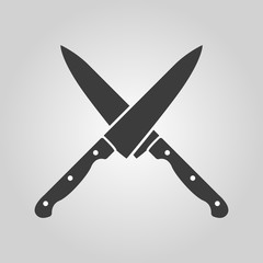 The crossed knives icon. Knife and chef, kitchen symbol. Flat