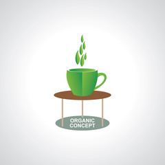 green cup with organic tea concept vector 