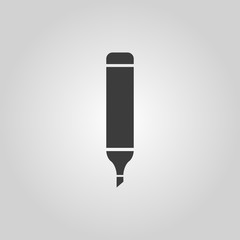 The marker icon. Pen and pencil, highlighter symbol. Flat