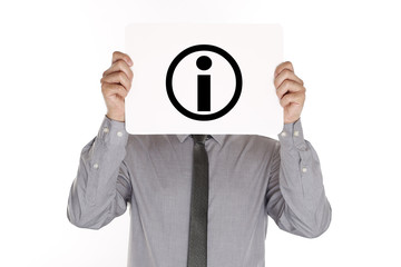 Mann mit Schild - Information