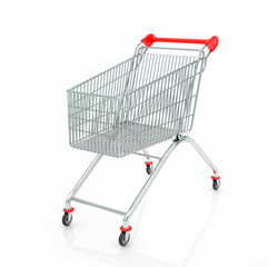 Shopping trolley isolated on white background