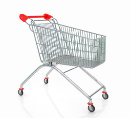 Empty  shopping trolley isolated on white background