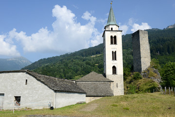Fototapeta na wymiar Church of Santa Maria in Calanca valley