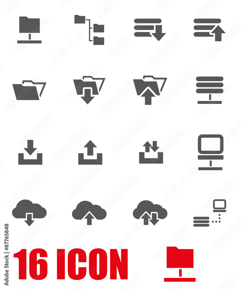 Sticker Vector grey ftp icon set