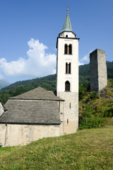 Fototapeta na wymiar Church of Santa Maria in Calanca valley