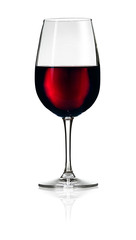 Glass of red wine isolated on white