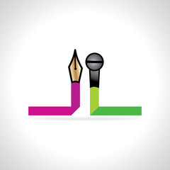 pen nib and mic with media concept 