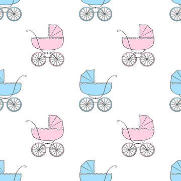 Seamless pattern with carriages