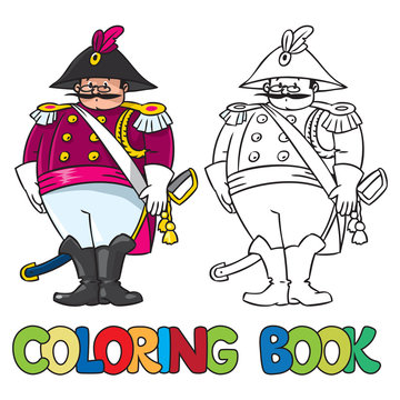 Fat general or officer. Coloring book