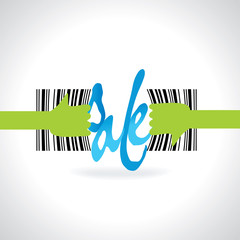 Obraz premium bar code pull by hand open sale concept 