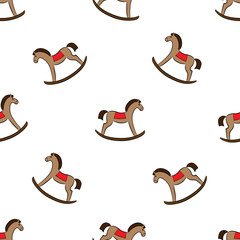 Seamless pattern with rocking-horses