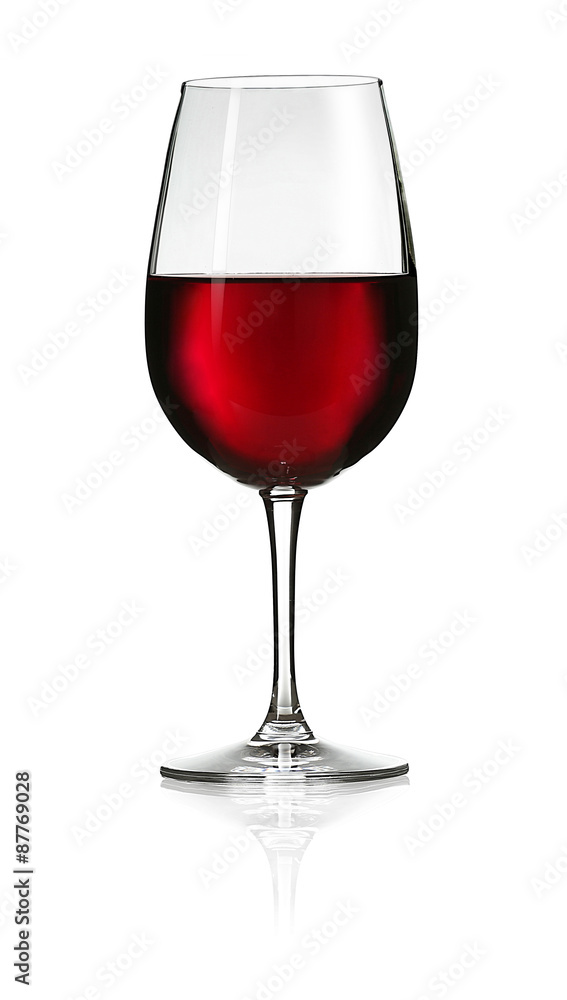 Wall mural glass of red wine isolated on white