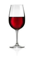 Glass of red wine isolated on white