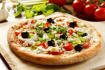 Greek Style Pizza / Fresh Homemade Vegetarian Pizza - 87770023
