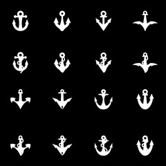 Fototapeta premium Vector white anchor icon set
