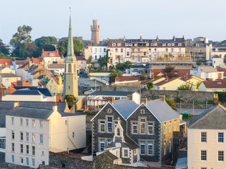 Aerial view of the Saint Peter Port, Bailiwick of Guernsey, Channel Islands
