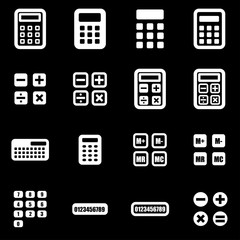 Vector white calculator icon set