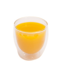 Glass of fresh mango on white