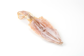 Dried squid on white background