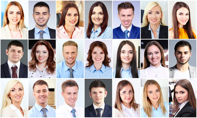 Collage of business people portraits