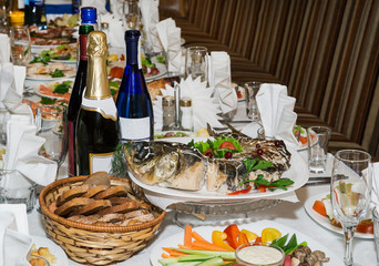festive table. gefilte fish