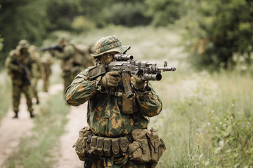 paratrooper airborne infantry in the forest