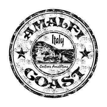 Amalfi Coast grunge rubber stamp