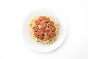 spaghetti cream sauce with sausage