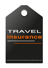 Travel insurance tag isolated on white