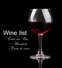 Wineglass on black background
