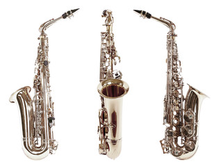Saxophones isolated on white