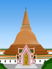 Naklejka premium biggest stupa in temple thai