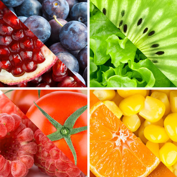 Fresh fruits, berries and vegetables