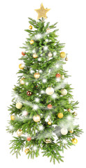 Decorated Christmas tree isolated on white