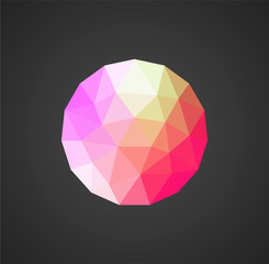polygonal sphere ball red on a dark background