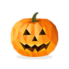 low poly polygon pumpkin for Halloween