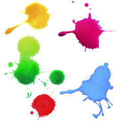 Colorful splashes of paint isolated on white