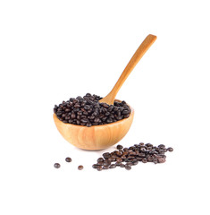 wood cup of coffee on whiite background