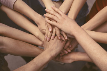 United hands close-up