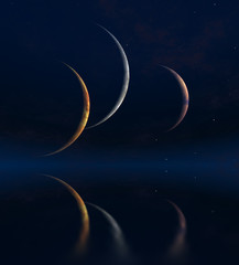 Obraz na płótnie Canvas Three moons